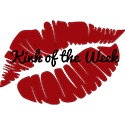 Kink of the week logo with the words over a red lip print 