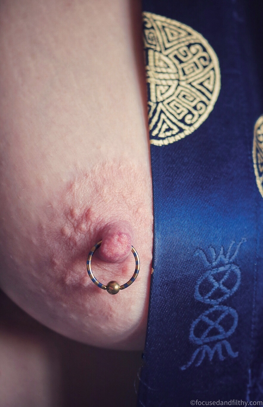 Blue and Gold Nipple Ring #SJC 122