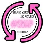 SWAP logo with the words “sharing words and pictures” written with two pink arrows around them making a circle. 